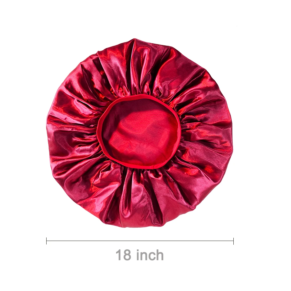 Luxury Jumbo Satin Bonnet Cap Wide Elastic Band Night Hair Care Cover Big Size 4