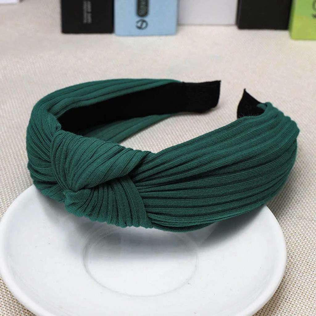 Women Headband Pure Color Hairband Bow Tie Knit Wide-Brimm Headwrap Hair Band Hair Accessories резинки для волос