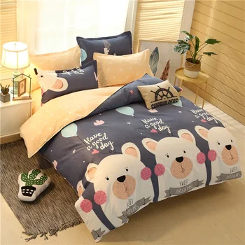 

Bedding Set double-sided pattern Simplicity Bed sheet quilt cover pillowcase Bedclothes textile Single Double Queen King Size