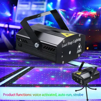 

Mini DJ Disco Light Stage Strobe Projector Light Voice Activated with Remote Control Party Lights for Home Party KTV DJ