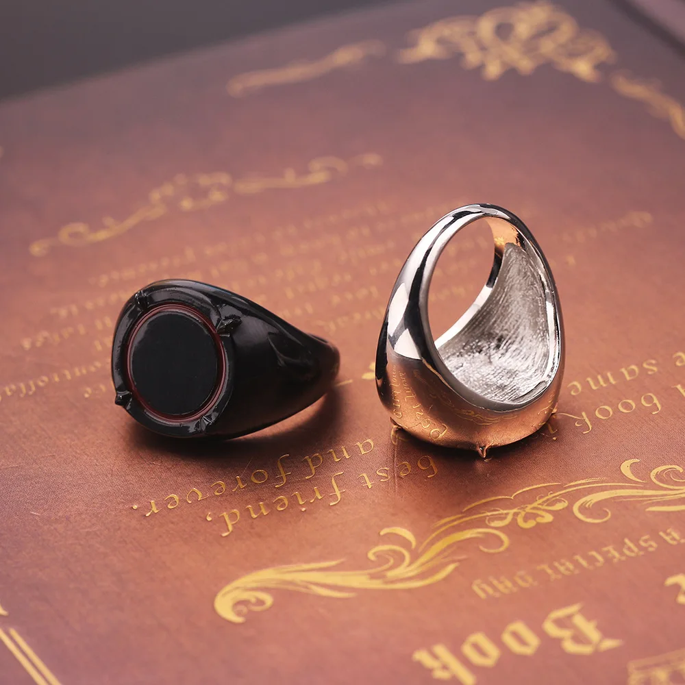 Lovers Anime Black Cat Rings Girl Boy Round Print Boy and Girl Cartoon Jewelry Quality Ring for Women Cosplay Accessories