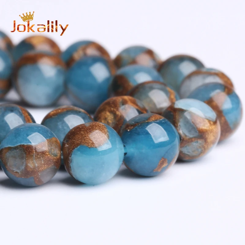 Light Blue Cloisonne Beads Stone Round Loose Beads For Jewelry Making Needlework DIY Bracelet Necklace Accessories 4 6 8 10 12mm