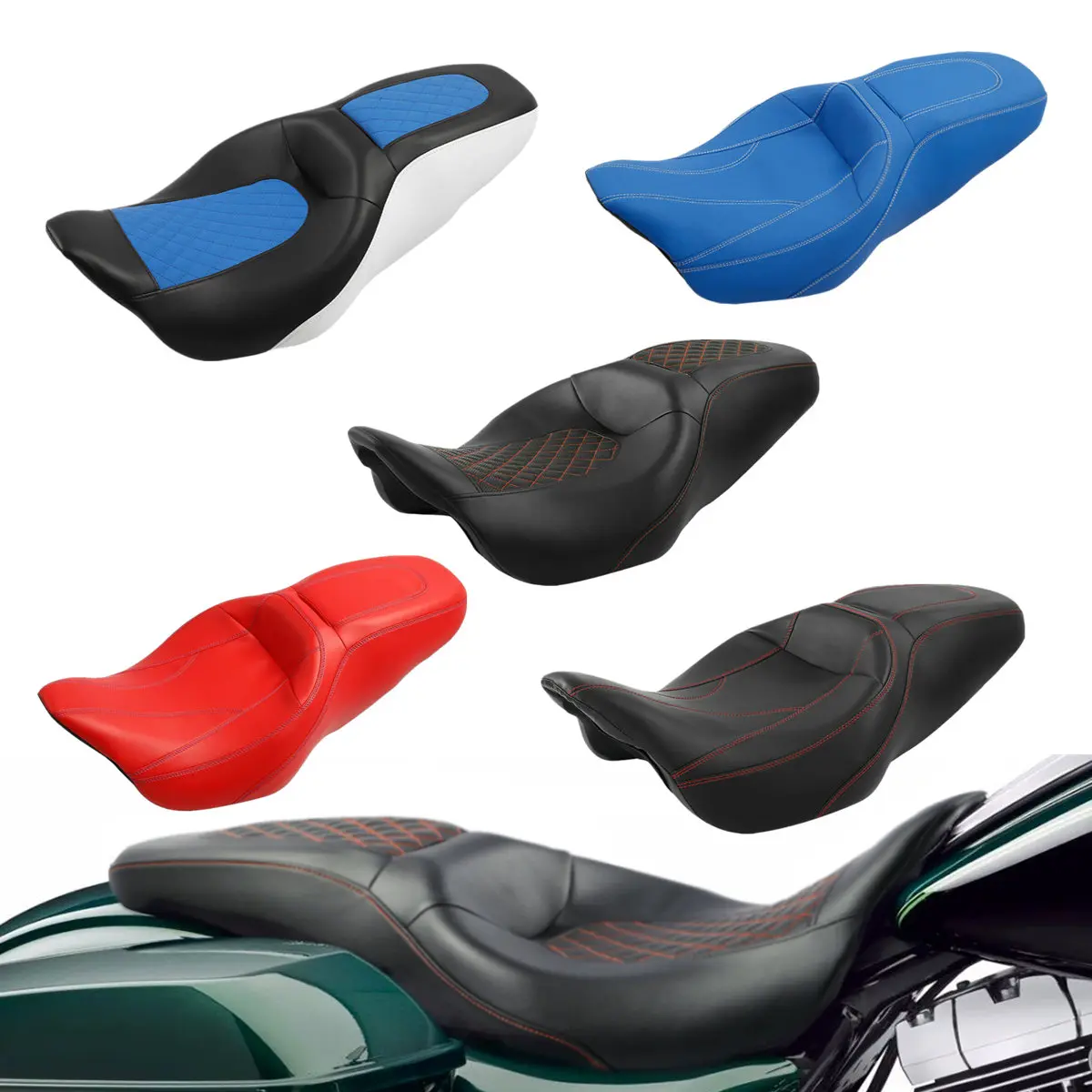 

Двухместное сидение мотоцикла для Harley Touring Street Electra Glide Road King CVO Custom 2009-2020 2019 2014 водитель пассажир