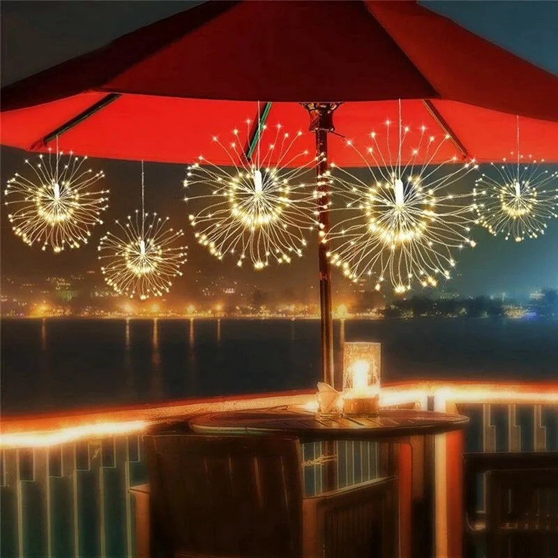 120Led 200 Led Solar Lamp Starburst String Light Copper Wire Solar Panel Powered Fairy DIY Firework Xmas Explosion Wedding Light dc solar panel string box 6 input 3 output pv array combiner