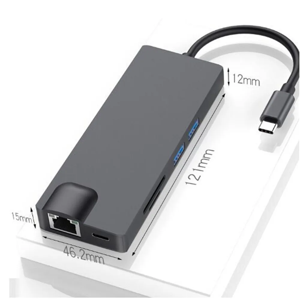 US $31.98 8in1 USBC HUB USB C To VGA HDMI 4K RJ45 Micro SDTF Card Reader Adapter Type C USB 30 HUB