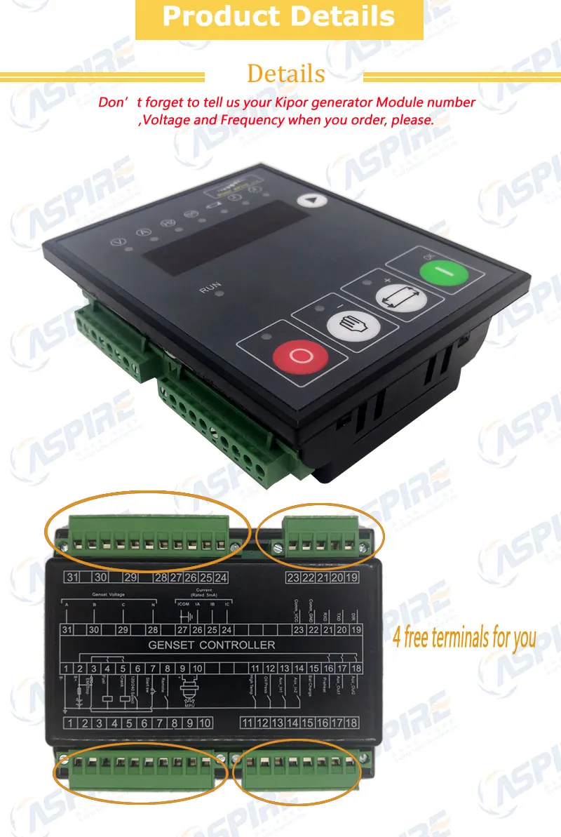 Peças do Controlador Kipor de Kp310 Wuxi Kipor Gerador Diesel Controlador KDE20SS3 KP310 KDE60SS3 KDE16 KDE19 Exibição
