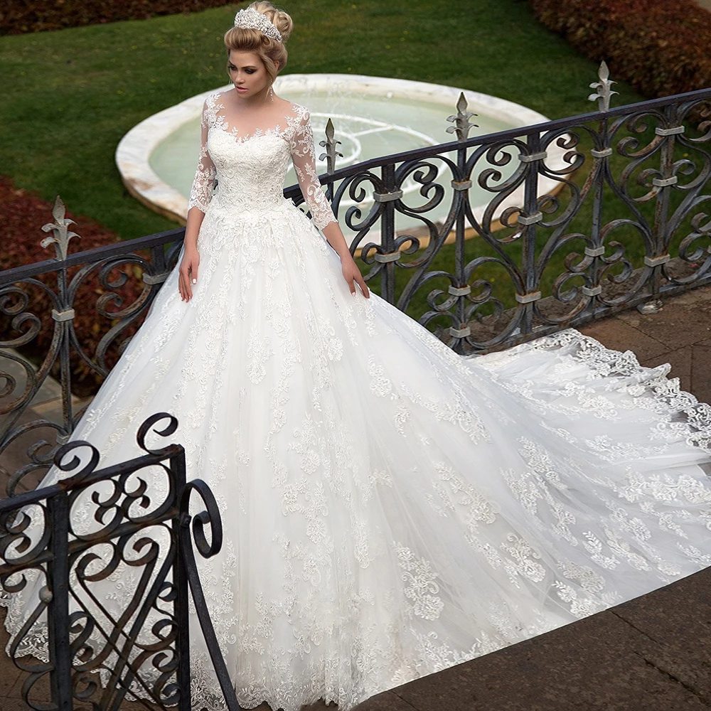 

Three Quarter Sleeve 2 In 1 Pieces Ball Gown Wedding Dresses 2020 Vestido De Noiva Boho All Over Appliques White Dress China