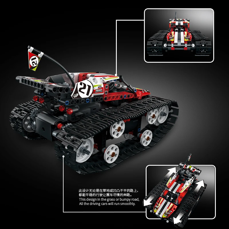 Najtaniej Technic RC śledzone Stunt Racer klocki kompatybilne Legoing Creator APP zdalnie sterowanym samochodowym cegły zabawki dla dzieci prezenty