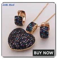 wholesale kundan jewellery online MHS.SUN new arrival women heart pendant necklace gold color stud earrings copper jewelry for valentine's day 1pc high quality costume jewelry sets