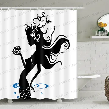 

MTMETY Mermaid Shower Curtain Eco-friendly abstract Prints Polyester With Hooks High Quality Washable Bath Decor Shower Curtains