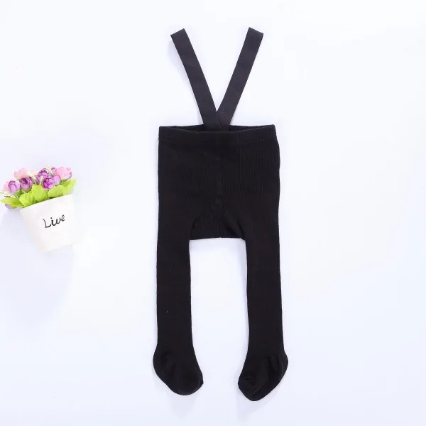 Baby and Toddler Girl Tights Pantyhose, Basic Plain Rib Knitted Leggings Bib Overall Pants, High Waist Footed Tights