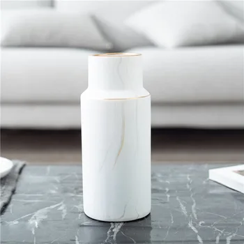

Nordic High Marbling White Ceramic Flower Vase Home Decoration Modern Art Flower Plant Holder Desk Hydroponics Room Decor