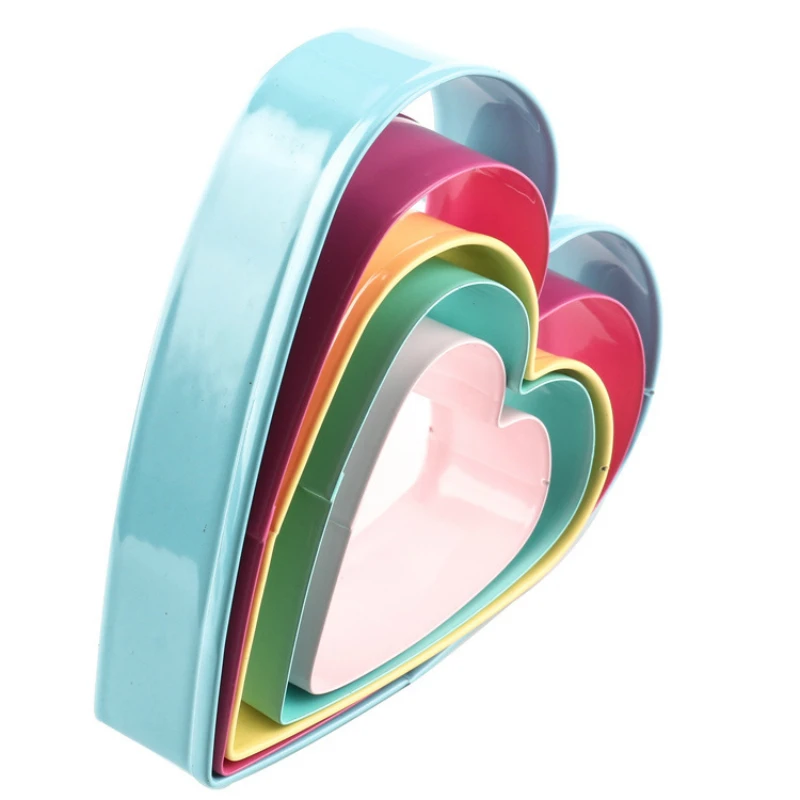 5pcs/set Heart-shaped Cookie Cutter Cake Mold DIY Baking Pastry Tools for Pudding Mousse Fondant Kitchen Bakery Accessories
