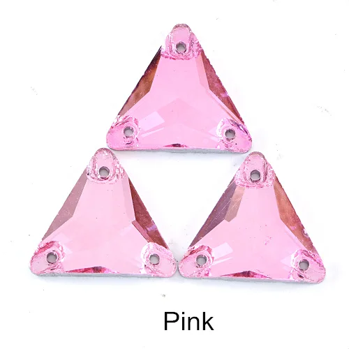 Трехугольные Кристальные цветные пришивные стразы с плоской задней стороной, стеклянные стразы для шитья, стразы для одежды Y1024 - Цвет: Pink
