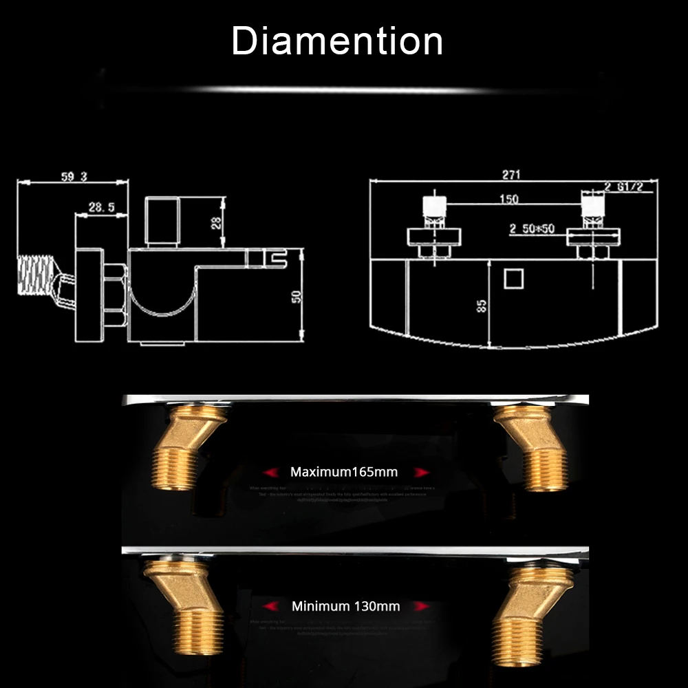 Black Shower Bathtub Faucet Chrome Wall-Mounted Waterfall 90 Ratation Bathroom Shower Set Hot Cold Water Mixer Tap Dual Handle 5