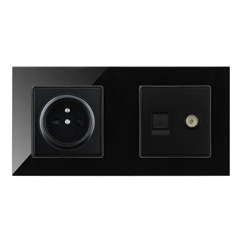 1Socket Rj45 With TV Atlectric FR Стандартный разъем RJ45 Интернет Компьютер ТВ Разъем Порт двойной настенный, мощность 172 мм* 86 мм розетки - Тип: 1Socket Rj45 With TV