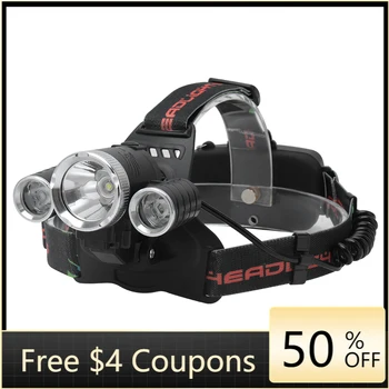 

[TOP SELL!] 3000lumens T6+2*R2 LED Headlamp 4-Mode Rechargeable Headlight Waterproof Head Torch Outdoor Bicycle Light