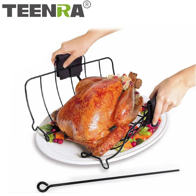 Teenra Nem Tapadó Csirke Pörkölt Állvány Hordozható Kacsa Tartó Rozsdamentes Acél Grill Kemping Bbq Szerszámok