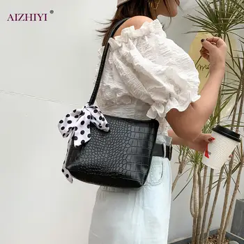 

Fashion Stone Pattern Handbag Women Silk Scarf PU Totes Elegant Shoulder Bags Fashion Exquisite Shopping Bag