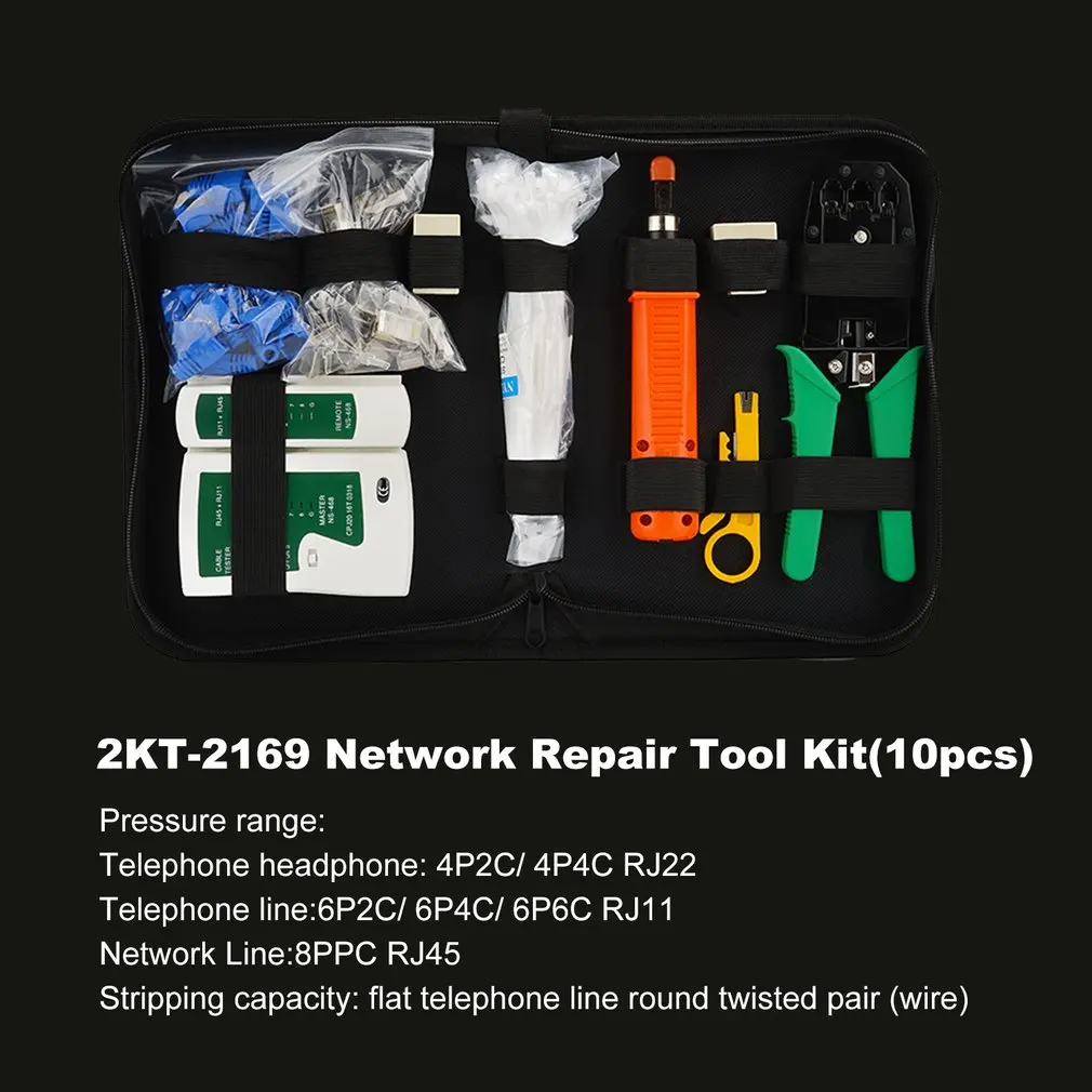 10/12pcs/set Portable LAN Network Repair Tool Kit UTP Cable Clamp Pliers Cable Tester Wire Crimper Stripping Crimping Pliers