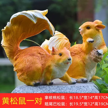 

Artificial squirrel swing piece garden sketch sculpture animal model squirrel ornament gift resin handicraft fairy garden
