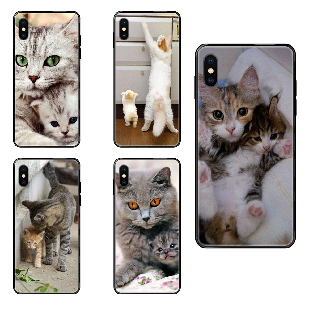 Черный мягкий ТПУ Живая Любовь телефон Кот и мама Распродажа для Huawei P8 P9 P10 P20 P30 P40 P
