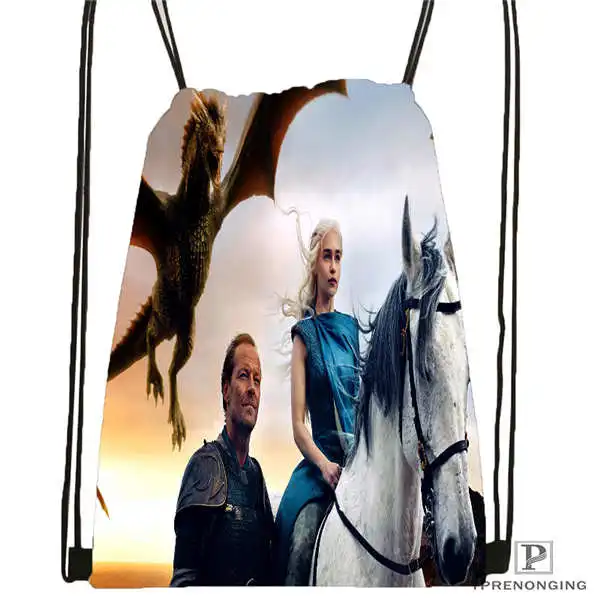 Индивидуальная Игра престолов khaleesi походная сумка на шнурке милый рюкзак для детей(черная спинка) 31x40 см#2018611-217 - Цвет: Drawstring Backpack