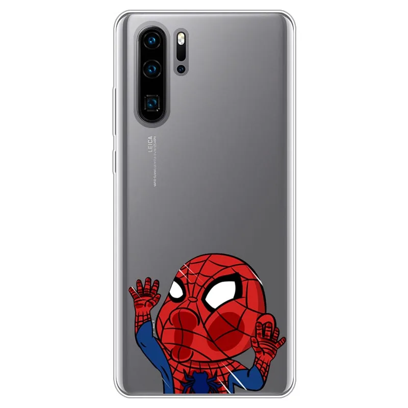Забавный силиконовый чехол для huawei P30 P20 P10 P9 Pro Lite Plus прозрачные мягкие полуобернутые Чехлы паук Дэдпул Железный человек Coque - Цвет: Color 6