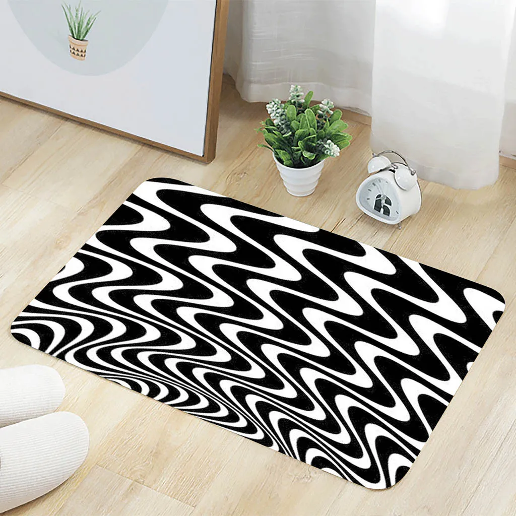 

40x60cm Geometric Vision Trap Visually Disordered Line Flannel Anti-slip Carpet Geometric Lines opensky shopping