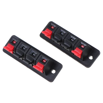 

2Pcs 4 Positions Plastic Connector Terminal Push In Jack Spring Load Audio Speaker Terminals Breadboard Clip