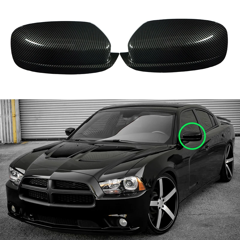 3-Layers Shiny Chrome Plated Top Half Mirror+Handle Covers Designed For 2011 2020 Charger