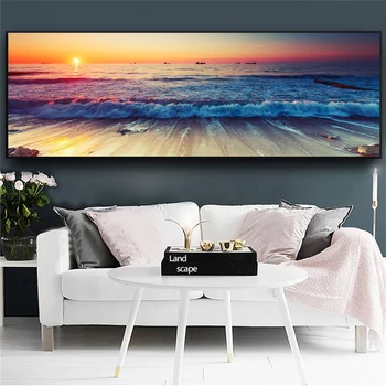 

GoldLife Canvas Painting Beach Ship Sea Wall Art Nordic Posters And Prints Home Decoration Big Size Pictures For Living Room