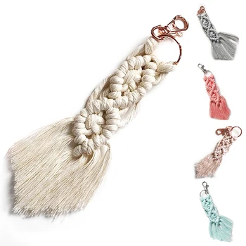 

Bright Color Mini Macrame Keychains kits Boho Macrame Keychains with Tassels Handmade for Car Key Purse Phone Wallet