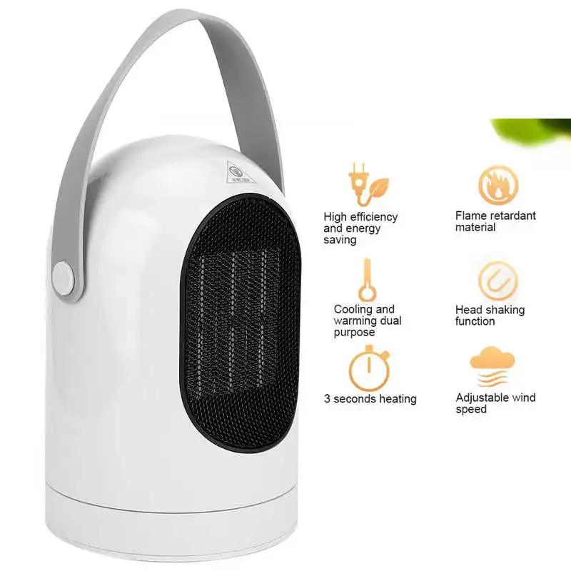 

600W Fast Heating Heater Fan 180 Degree Rotation Home Electric Heater Portable Noiseless Air Heater Warmer