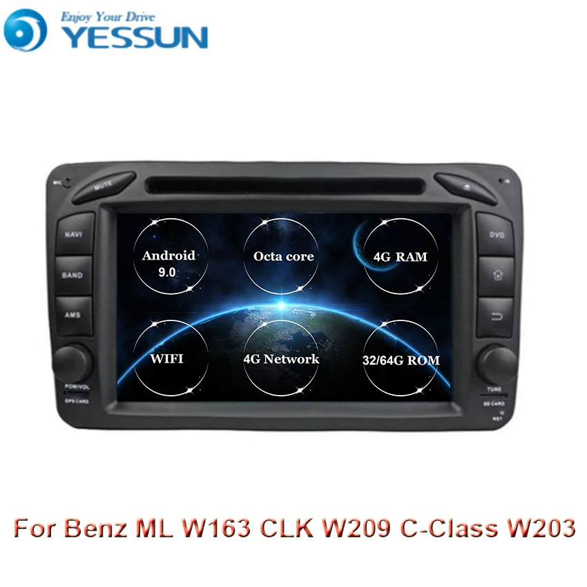 Мультимедийный проигрыватель для Benz ML W163 CLK W209 C-Class W203 SLK W170 E-Class W210 A-Class W168 Android 9 0