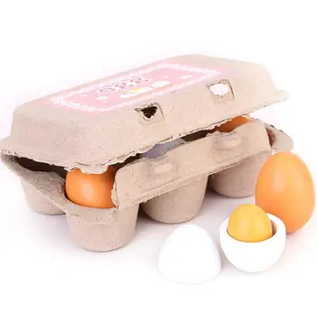 

6pcs/box Simulated Egg Toys For Girls Baby Montessori Wooden Kids Kitchen Pretending To Play With Food Toys Set Children's Toys