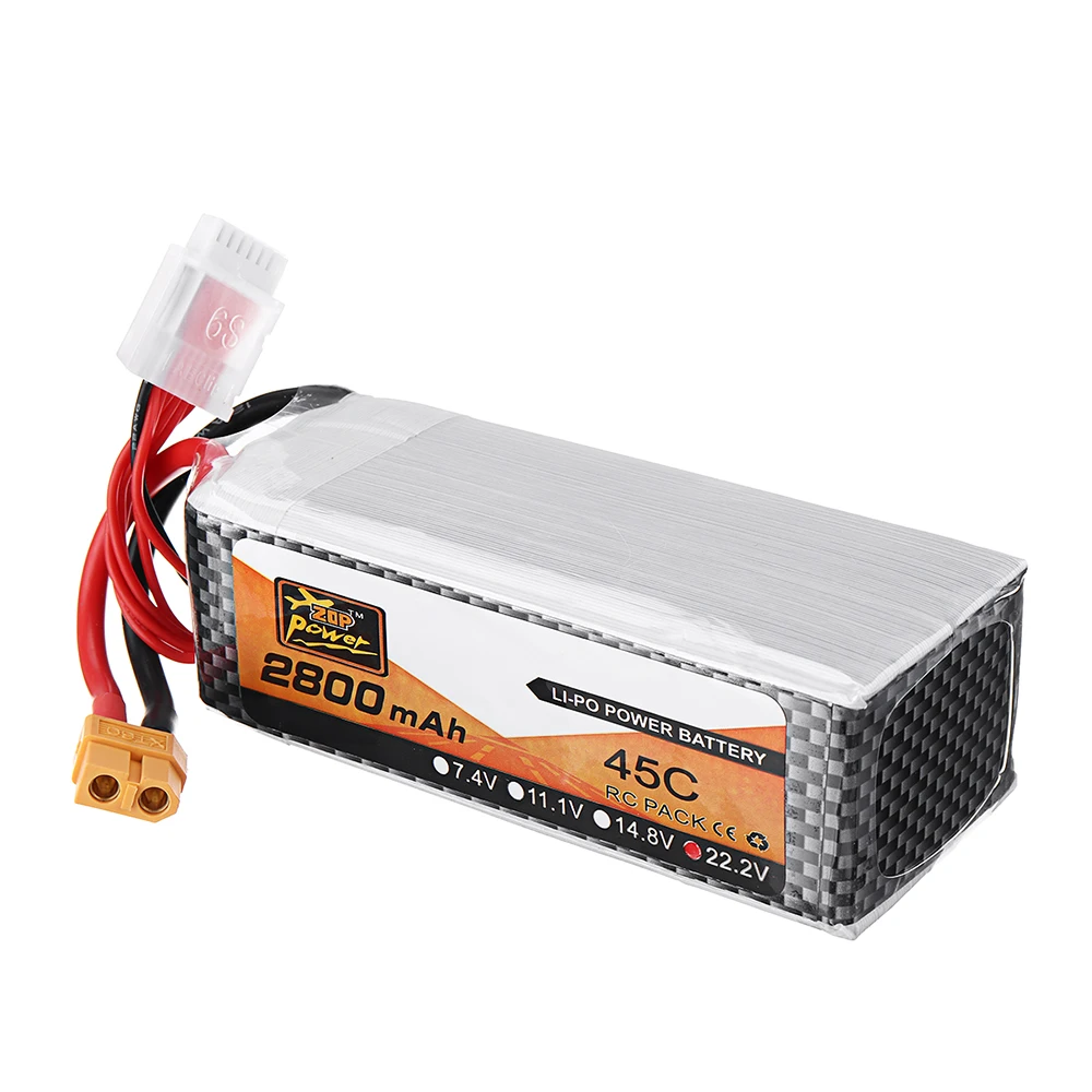 2PCS ZOP Power 22.2V 2800mAh 45C 6S Lipo Battery XT60 Plug for RC Drone RC FPV Racing Drone Airplane helicopter quadcopter
