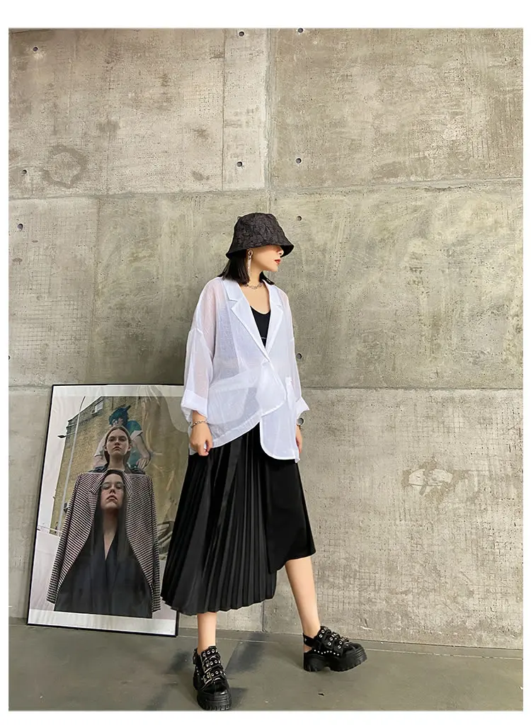 XITAO Irregular Black Skirt Fashion New Women 2020 Elegant Goddess Fan Pleated Pocket Small Fresh Casual Loose Skirt ZP1684
