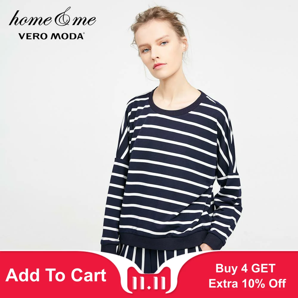 

Vero Moda Women's Drop-shoulder Sleeves Striped Knitted Pajamas Suits Top and Pants | 3181R3502