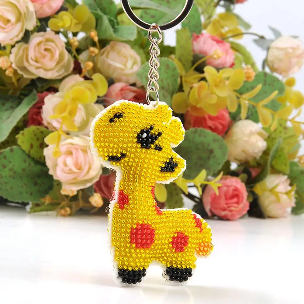 Key Chain Beading Embroidery Kit DIY Clover Star Giraffe Handcrafts Lucky Leaves Ring Needlework Totoro Bead | Дом и сад
