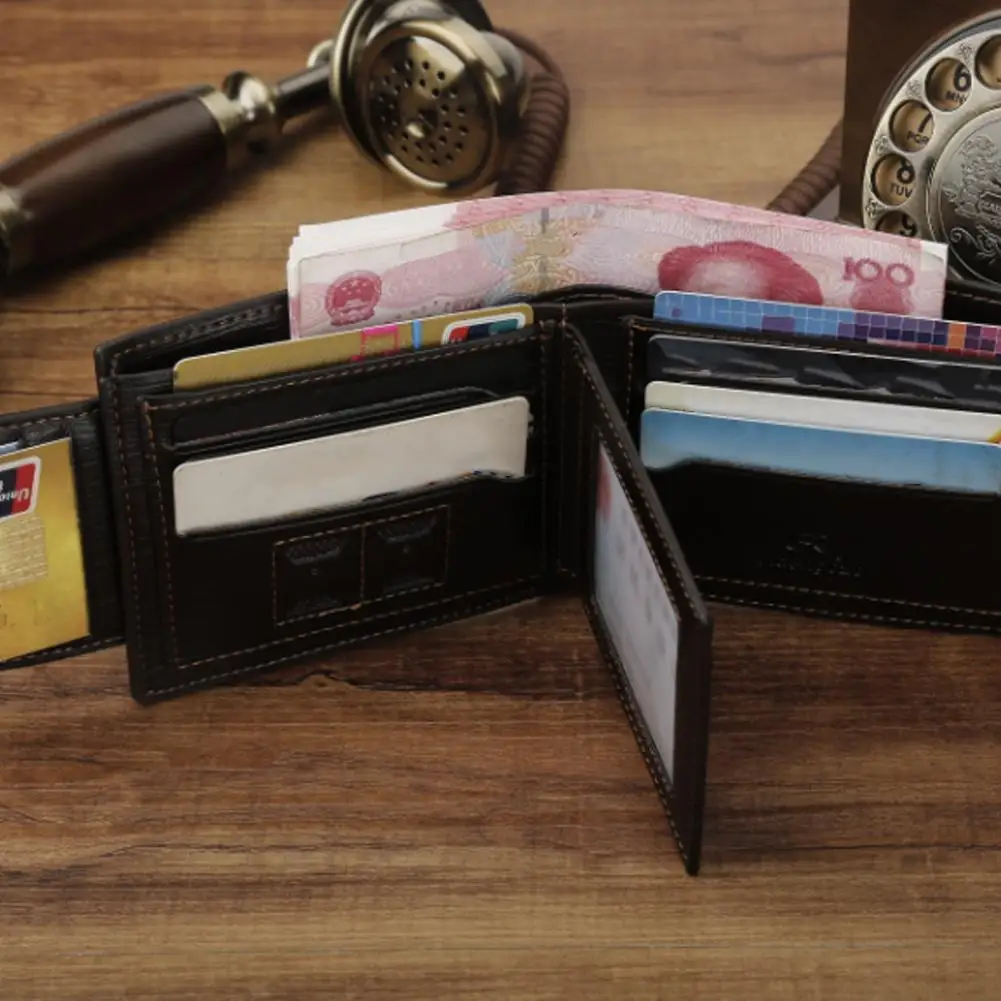 Wallet Fashion Mens ID Card r Wallet Zip Purse Bag Clutch Leather Small Mini Ultra-thin Wallt