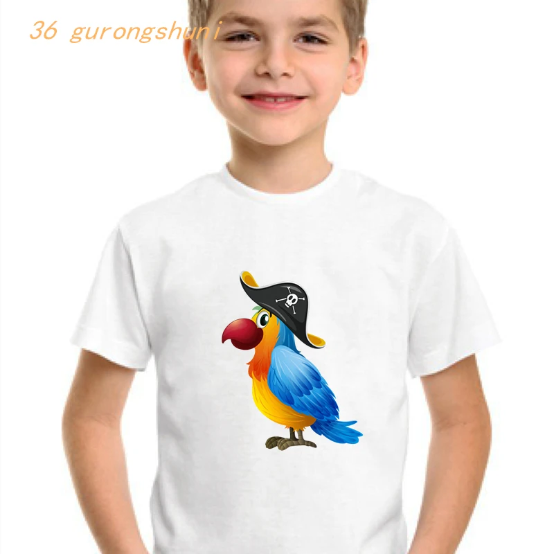 christmas shirts cartoon kids t shirt for boys kid clothing girl clothes children tshirt girls kawaii skull Pirate Parrot graphic tee boy t-shirt custom t shirts T-Shirts