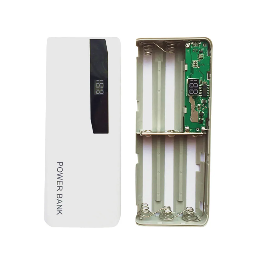 Дропшиппинг Светодиодный дисплей 5*18650 USB банк питания зарядное устройство чехол DIY коробка для iPhone XiaoMi samsung - Цвет: White