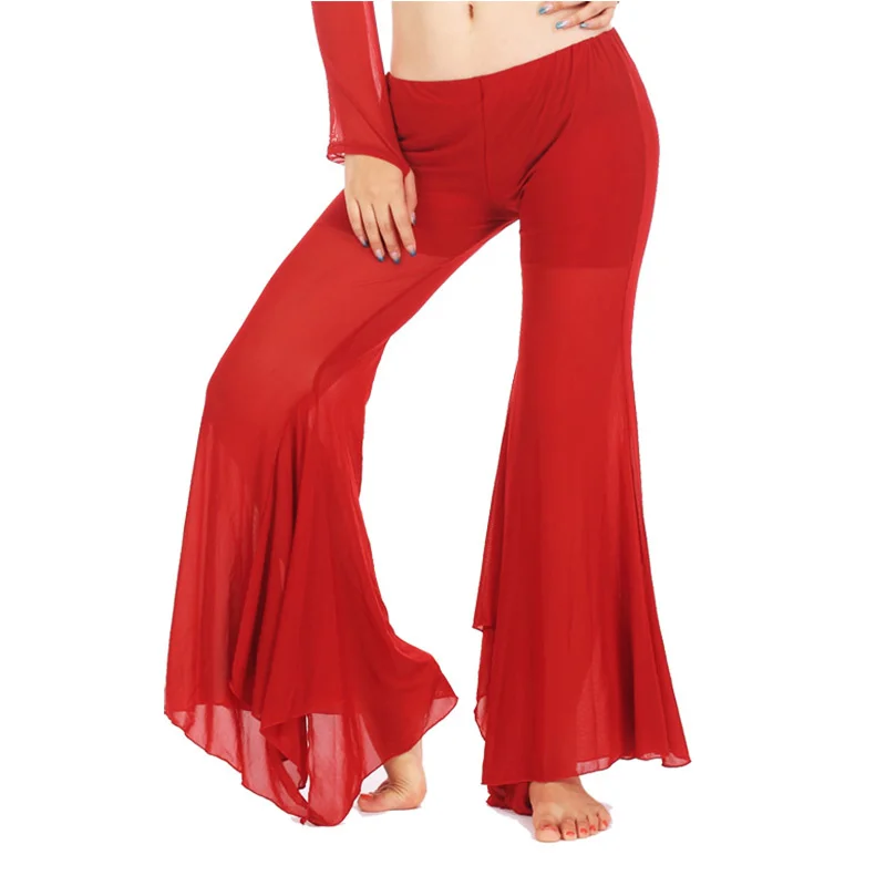 

5 colors Wholesale belly dance clothes mesh belly dance trousers girls sexy split belly dance pants women belly dance trousers
