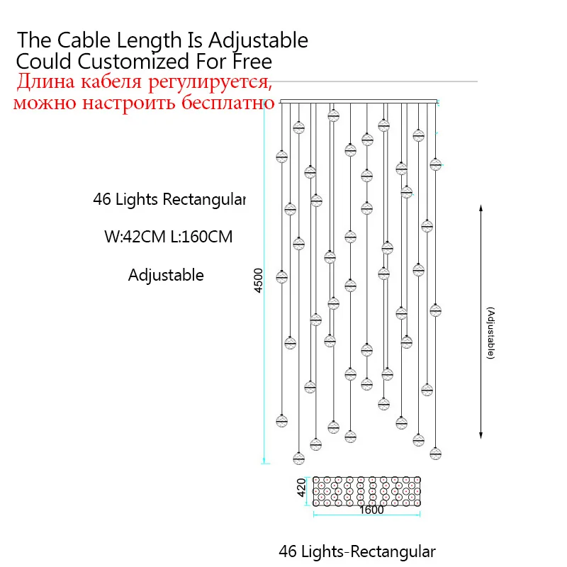 FSS рождественские украшения для дома AC 110V 220V 240V регулируемые хрустальные подвесные светильники - Цвет корпуса: 46 Lights-Rectangle
