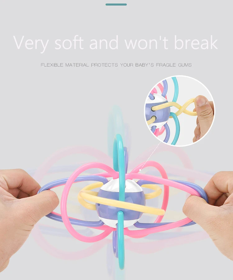 0-24 Months Baby Teether Toy Infant Ball Toy Rattles Develop Baby Intelligence Kids Teething Toys Silicone Hand Bell Rattle Gift