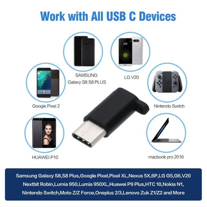 8 шт type-C Мужской к Micro USB Женский конвертер адаптер с брелком для huawei samsung SP99