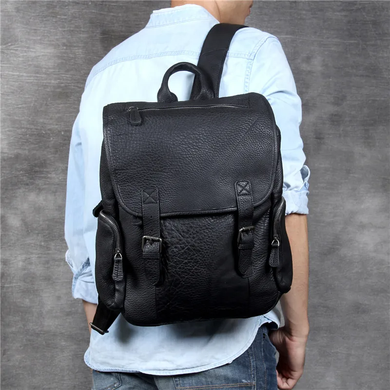 

Men's Genuine leather backpack original handmade large capacity leather backpack casual school bag simple men's travel bag