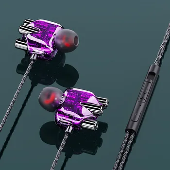 

A6 Dual-action Quad-core Earplugs Wired Control Subwoofer Earphone Cable Suitable for Iphone Huawei Mobile Phone