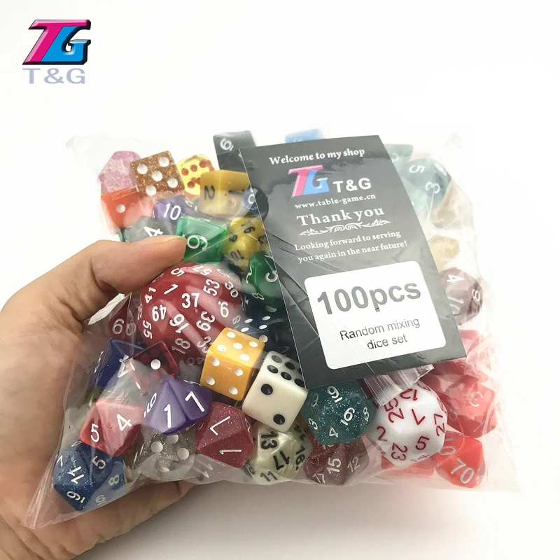 Random 100 Pcs Dice Polyhedral Plastic Fun with Creative Color /style Enjoy Leisure Time/Holiday Party Game Entertainment